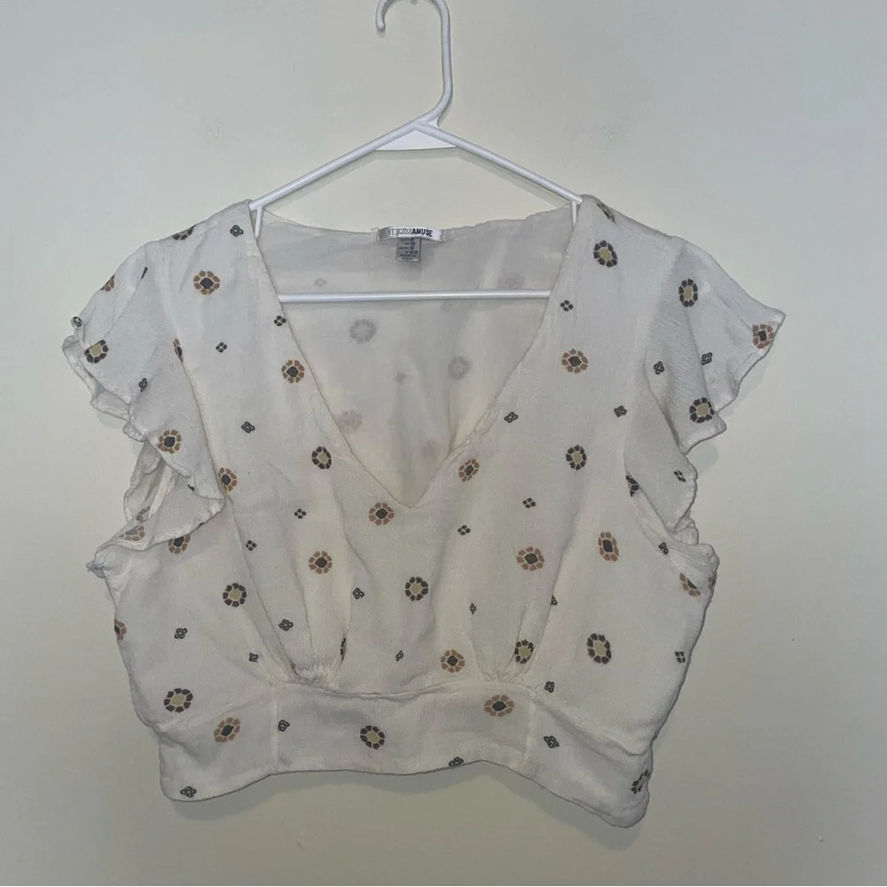 Amuse Society Cream Crop Top Size Medium - Picture 1 of 3